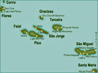 Azoren Inseln Meeres Karte